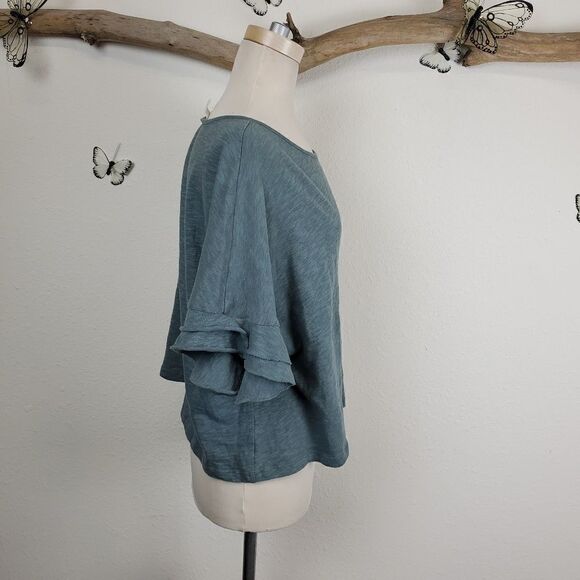 Artisan Ny distressed tee ruffled short sleeve - Picture 6 of 8